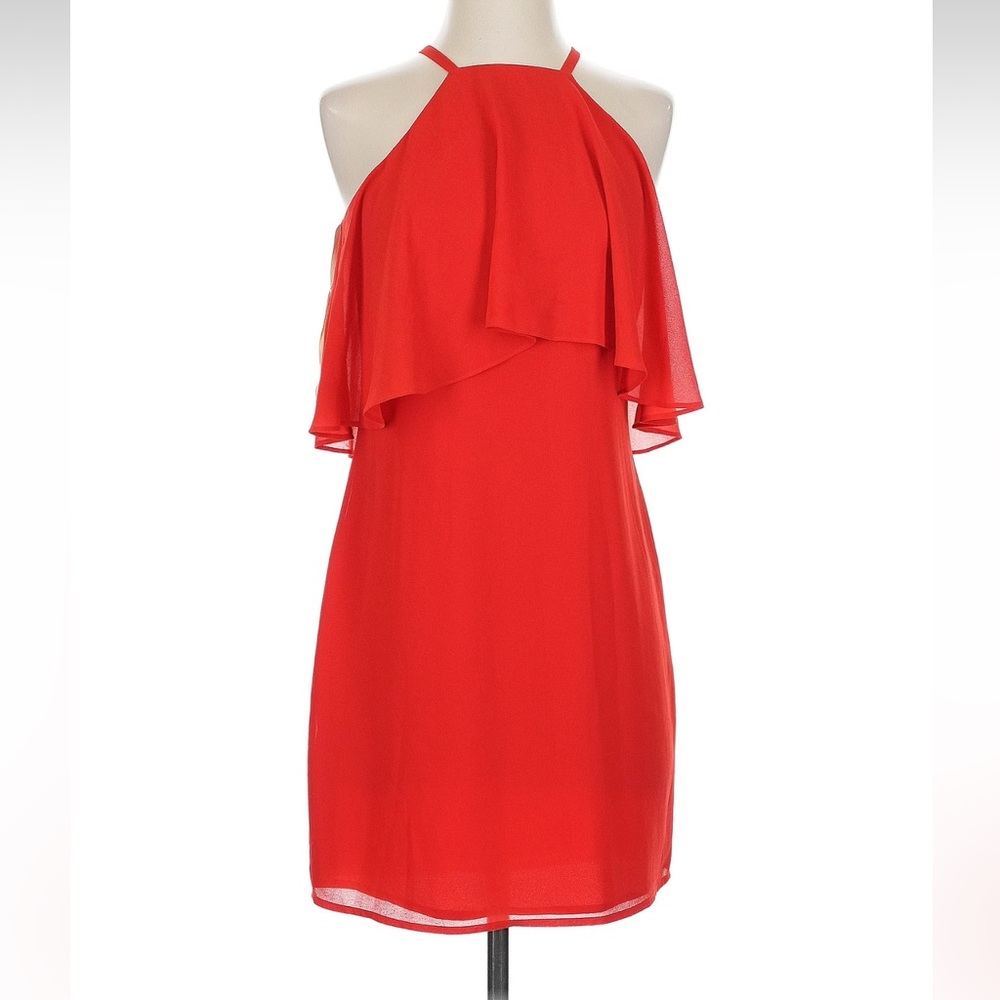 ALI & JAY Red One-Shoulder Ruffle Dress